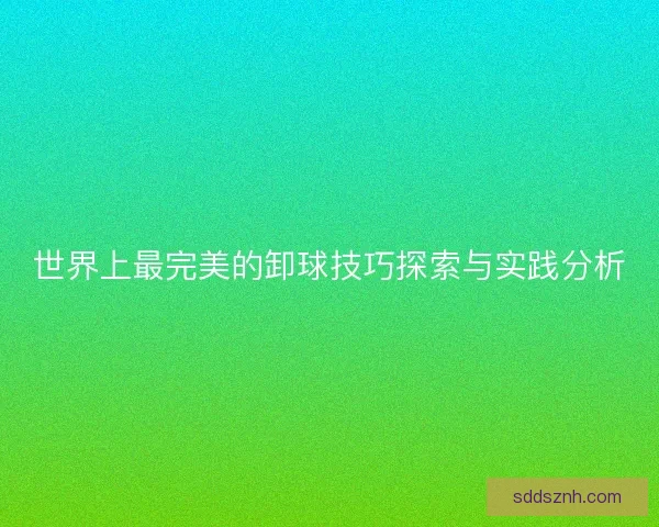 世界上最完美的卸球技巧探索与实践分析