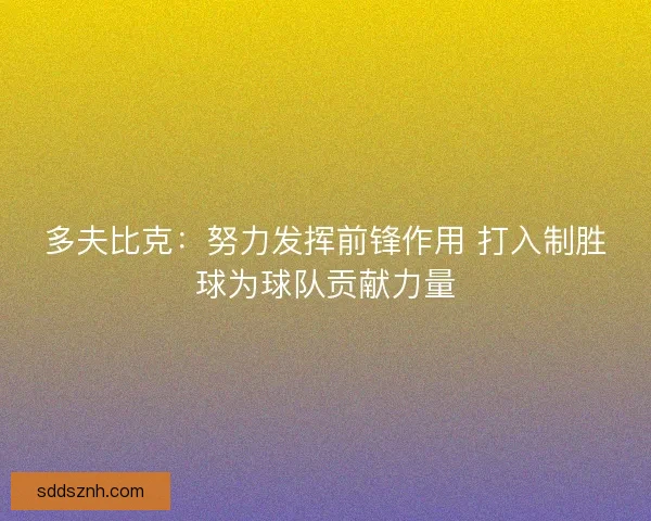 多夫比克：努力发挥前锋作用 打入制胜球为球队贡献力量
