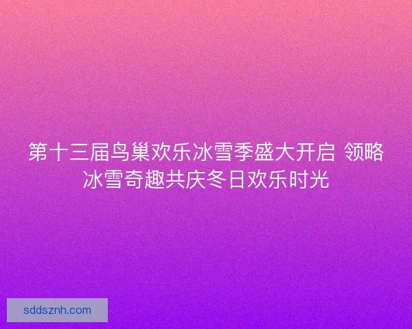 第十三届鸟巢欢乐冰雪季盛大开启 领略冰雪奇趣共庆冬日欢乐时光