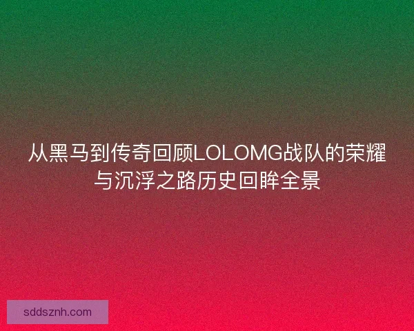 从黑马到传奇回顾LOLOMG战队的荣耀与沉浮之路历史回眸全景