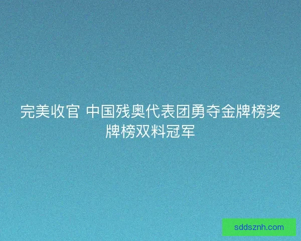 完美收官 中国残奥代表团勇夺金牌榜奖牌榜双料冠军